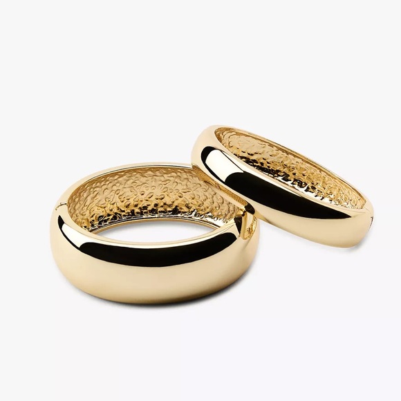 ZARA TWO-PACK OF GOLD TONE RIGID METAL BRACELETS NWT - Picture 2 of 5